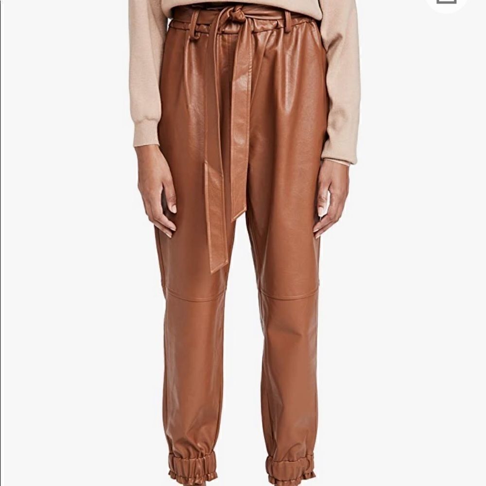 WAYF Faux Leather Paperbag Waist Pants M
